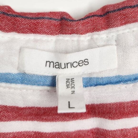 Maurices Vertical Striped Long Sleeve Button Down Cotton Top Womens Size Large L - Picture 3 of 4
